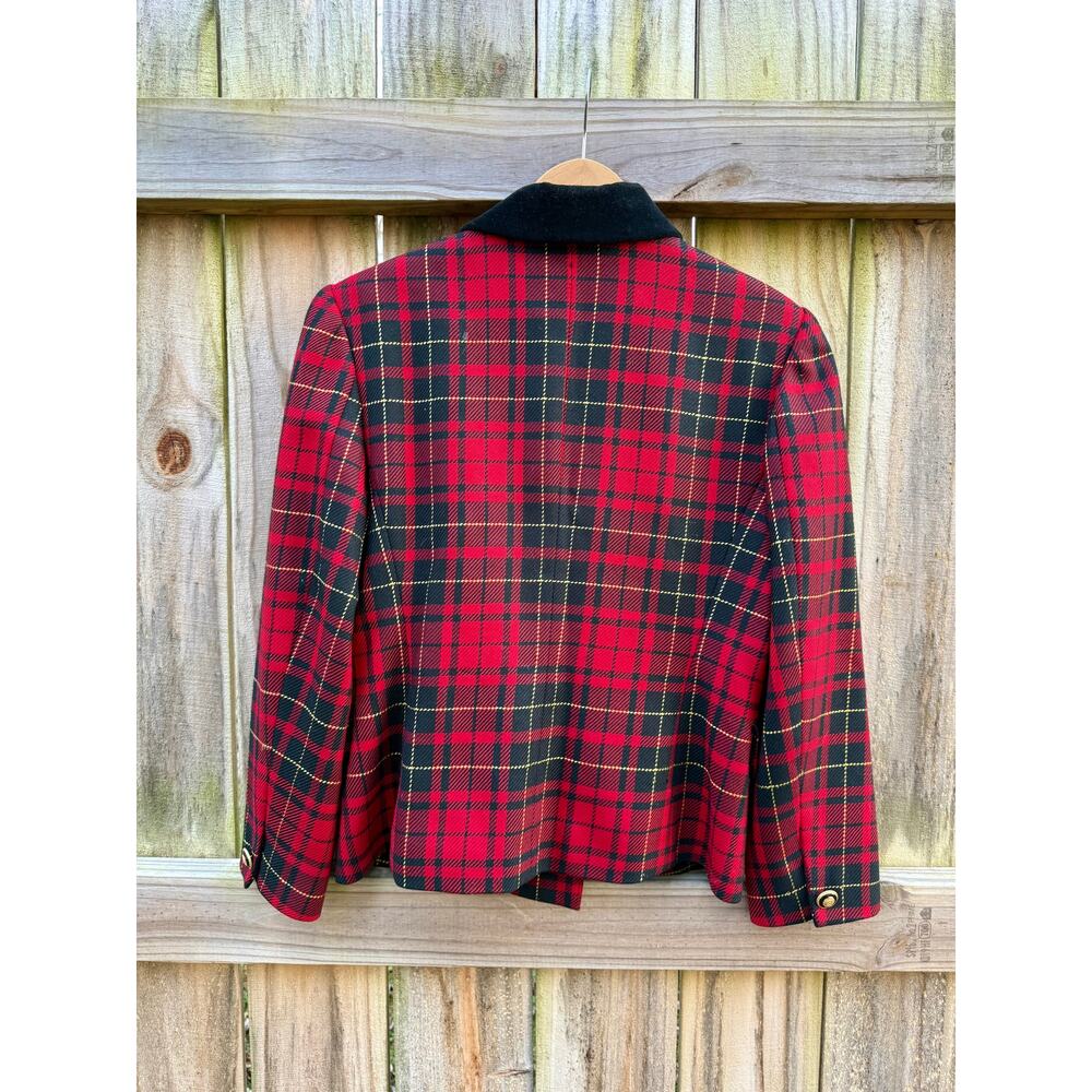 Vintage Red Tartan Wool Blazer (Made in USA) J H Collectibles - Picture 11 of 11